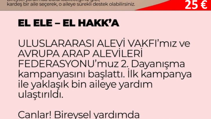 ULUSLARARASI ALEVİ VAKFI’ndan Suriye’deki Mazlumlar İçin 2. Kampanya